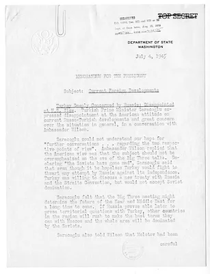 Memorandum from Secretary of State James Byrnes to President Harry S. Truman