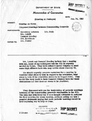 Memorandum of Conversation with Secretary of State Dean Acheson, Secretary of Defense Robert Lovett, General Omar Bradley, Averell Harriman, William C. Foster, and Frank Nash
