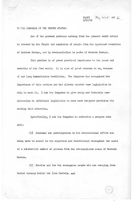 Draft of President Harry S. Truman's Message to Congress