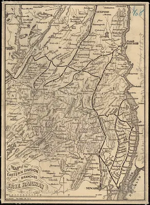 Map of the eastern division and branches, Erie Railway