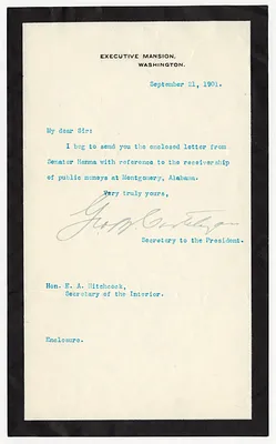 Letter from George B. Cortelyou to E. A. Hitchcock