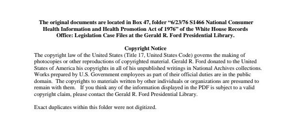 1976/06/23 S1466 National Consumer Health Information and Health Promotion Act of 1976
