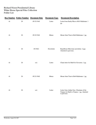 WHSF: Returned, 61-20