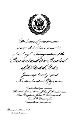 Invitation to the 1957 Presidential Inauguration