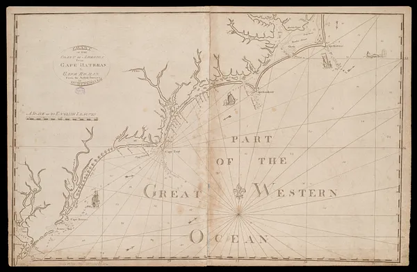 Chart of the coast of America from Cape Hateras to Cape Roman