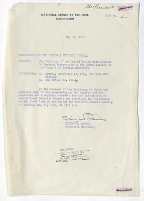 Memorandum from Sidney Souers to the National Security Council