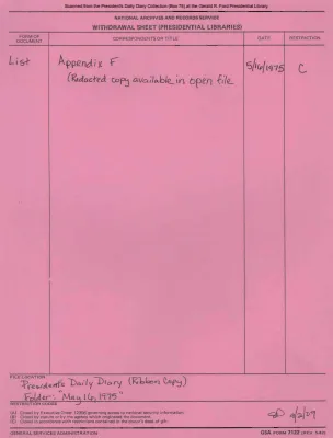 President Gerald R. Ford's Daily Diary, May 16, 1975