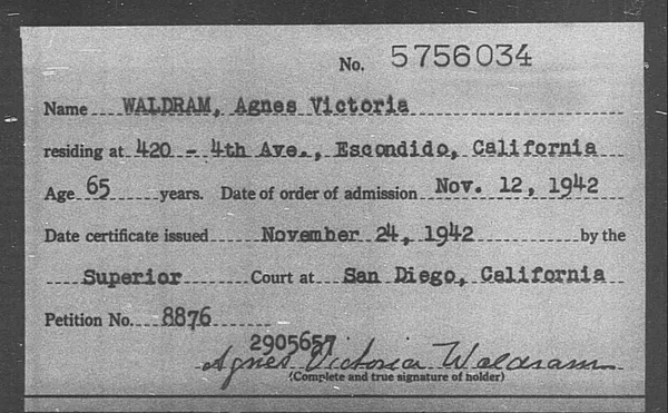 Waldram, Agnes Victoria - 1942