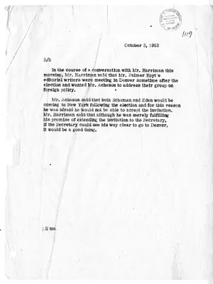 Memorandum of Conversation with Secretary of State Dean Acheson and Averell Harriman
