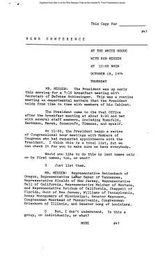 Press Secretary Briefings, 10/10/74