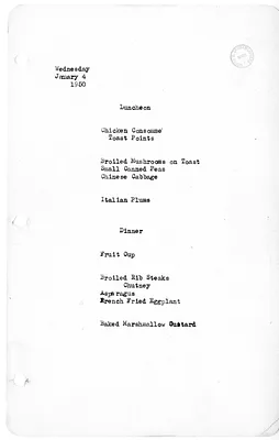 White House Luncheon and Dinner Menu