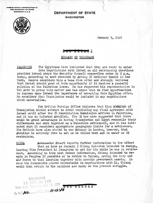 Memorandum, State Department Summary of Telegrams