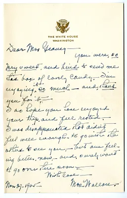 Letter from Madge Gates Wallace to Victoria Geaney
