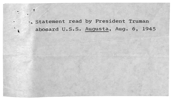 Statement by President Harry S. Truman