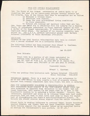 From the Housing Subcommittee - undated