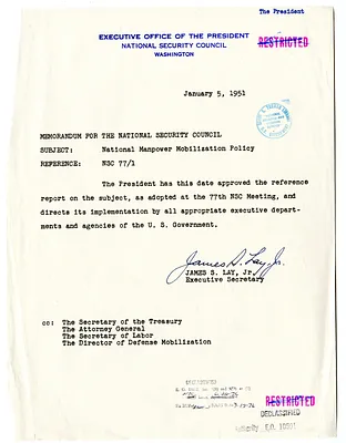 Memorandum from James S. Lay, Jr. to the National Security Council