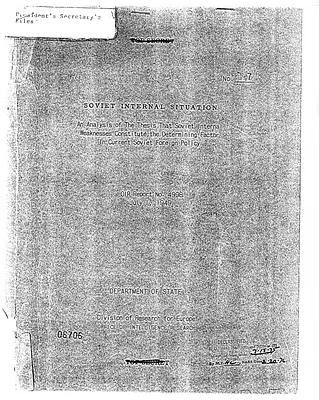 Department of State, Office of Intelligence Research Report, Soviet Internal Situation: An Analysis of the Thesis that Soviet Internal Weaknesses Constitute the Determining Factor in Current Soviet Policy