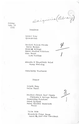 White House Luncheon and Dinner Menu