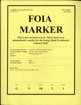 Binder: Staff Manual: White House Office, 6/91