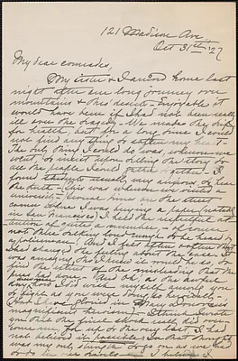 Mary C. Trask autograph letter signed to Sacco-Vanzetti Defense Committee, New York, N. Y., October 31, 1927
