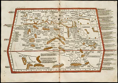 Quarta et Ultima Affrice tabula continet interiorem Libyã Ethyopiam q̄ sub Egypto ẽ & q̃ est interius cũ insulis ei adiacentibus