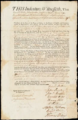 Ruth Newell indentured to apprentice with Caesar [Ceasar] Spear of Boston, 3 February 1800