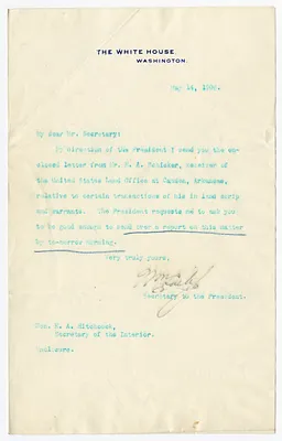 Letter from William Loeb, Jr. to E. A. Hitchcock