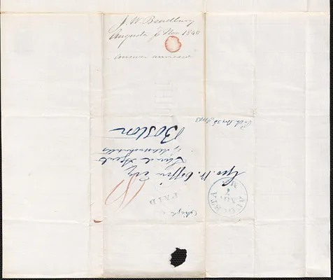 J.W. Bradbury George Coffin, 6 November 1840