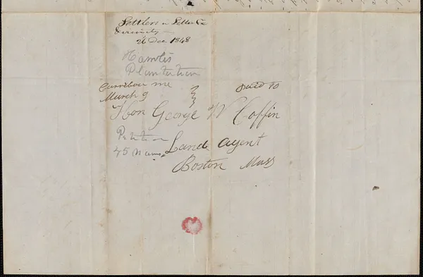 Settlers in Letter G and Vicinity to George Coffin, 26 December 1848