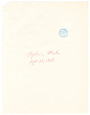 Reading Copy, Speech of President Harry S. Truman, Ogden, Utah