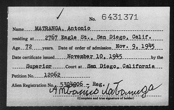 Matranga, Antonio - 1945