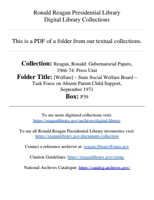 [Welfare] - State Social Welfare Board - Task Force on Absent Parent Child Support, September 1971