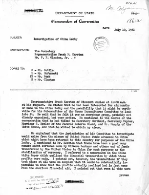 Memorandum of Conversation with Secretary of State Dean Acheson, Congressman Frank Karsten, and Philander P. Claxton