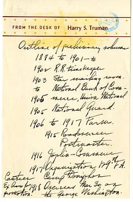 Longhand Note of Former President Harry S. Truman