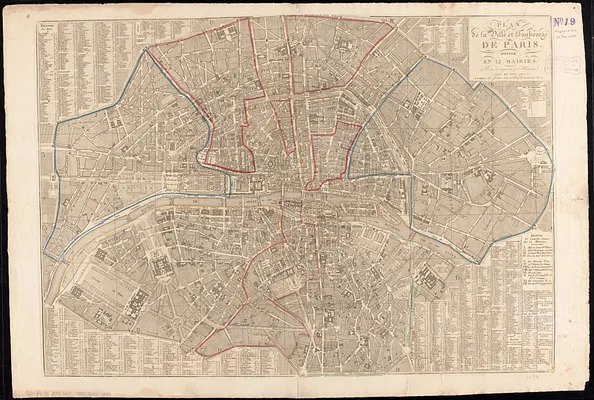 Plan de la ville et faubourgs de Paris, divisé en 12 mairies