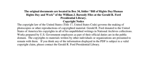Bill of Rights Day/Human Rights Day and Week