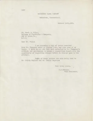 Letters Received to Dr. Frederick B. Flinn, October 14, 1930