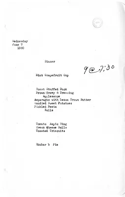 White House Dinner Menu