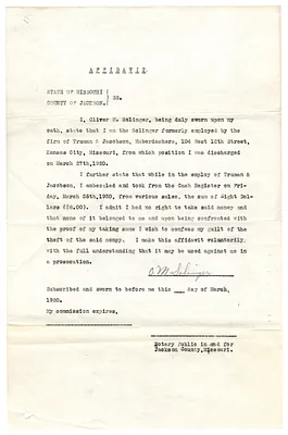 Affidavit from Oliver M. Solinger, Filed in Jackson County Court, State of Missouri