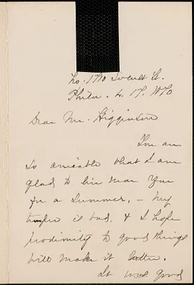 Anna E. Dickinson autograph note signed to Thomas Wentworth Higginson, 17 March 1870