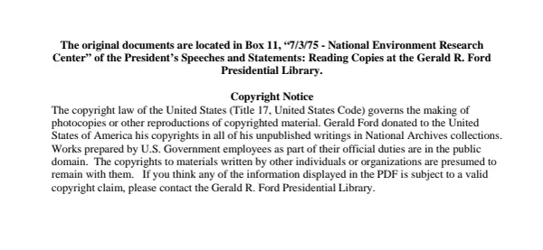 7/3/75 - National Environment Research Center