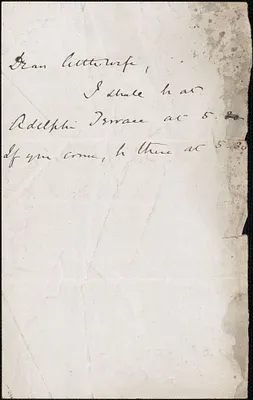 [John Biddulph Martin] autograph note to Victoria Woodhull Martin, approximately 1883-1897