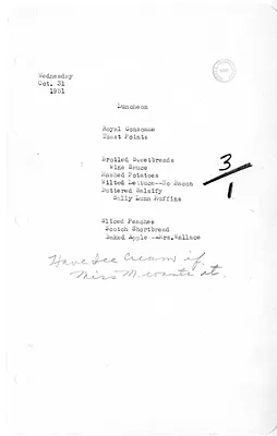 White House Luncheon Menu
