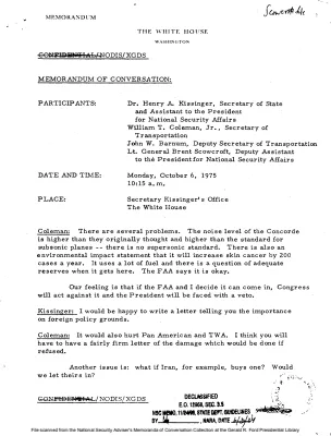 October 6, 1975 - Kissinger, Transportation Secretary William T. Coleman
