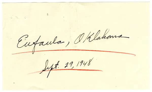Press Release, Speech of President Harry S. Truman, Eufaula, Oklahoma