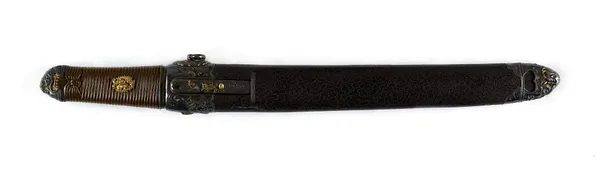 Dagger (aikuchi) with black lacquer saya as beaten leather (includes 51.184.1-51.1284.2)