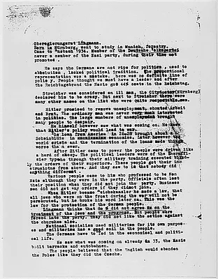 Oberegierungsrat Lihgmann interview notes