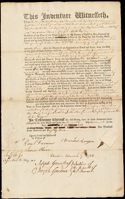 Ann Terrall indentured to apprentice with Edmund Ranger of Boston, 7 March 1782