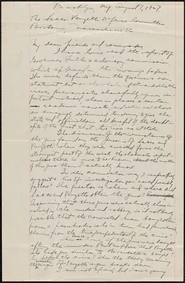 "A saddened embittered proletarian son" autograph letter signed to Sacco-Vanzetti Defense Committee, Brooklyn, N.Y., August 7, 1927
