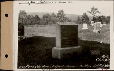 Henry F. Bittner, Woodlawn Cemetery, new section, lot 71, Enfield, Mass., Sept. 7, 1928